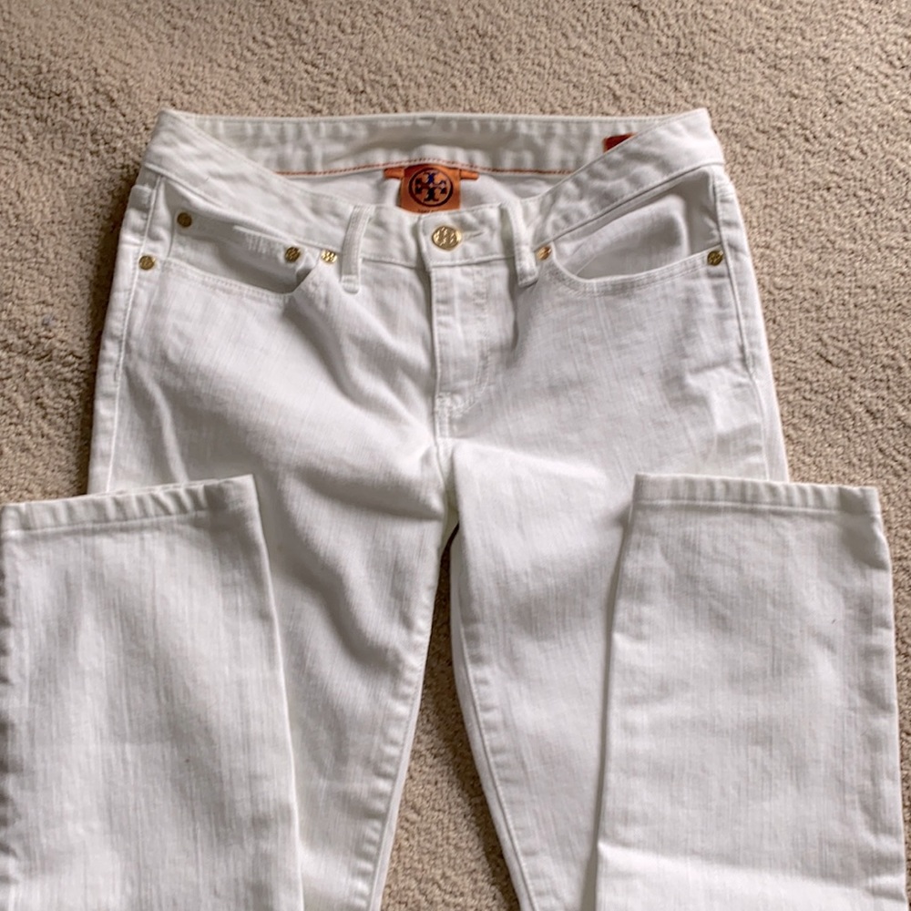 Tory Burch Super Skinny White Cotton Jeans,size 28